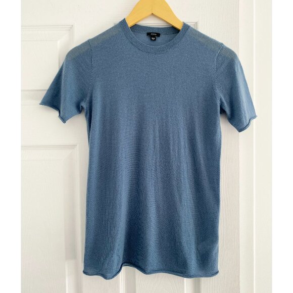 Joseph "Cashair" Cashmere Short Sleeve Tee Shirt in Blue, size XXS (fits XS) - Picture 2 of 5